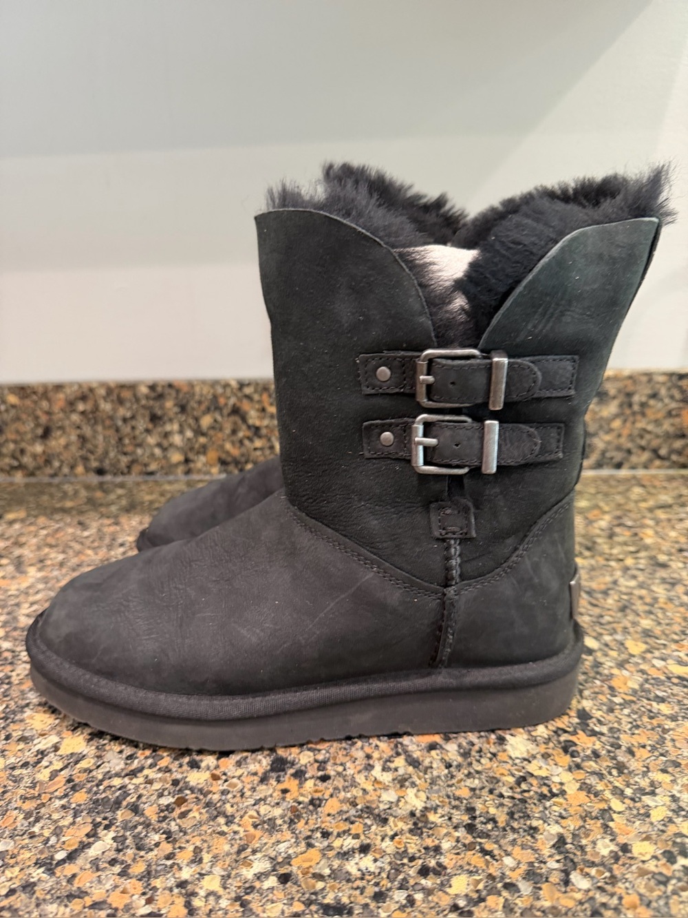 Women's Black Uggs size 7 Buckle Boots